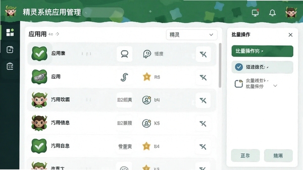 ����ϵͳӦ�ù������棬չʾӦ���б�����������ѡ��