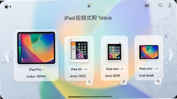 新星ipad视频格式转换器设备预设选择界面,展示iPad Pro、iPad Air、iPad mini等不同设备图标,每个图标对应不同输出参数,背景为简洁的科技感界面设计,突出精准适配功能。