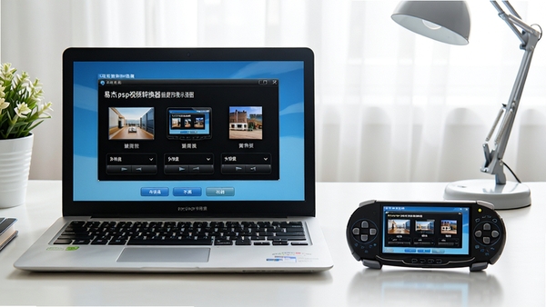 �׽�psp��Ƶת����ʹ�û���ʾ��ͼ��һ̨�ʼǱ����Ժ�һ̨PSP�ƻ����ŷ��ã���Ļ��ʾת�����棬����Ϊ�������棬��������