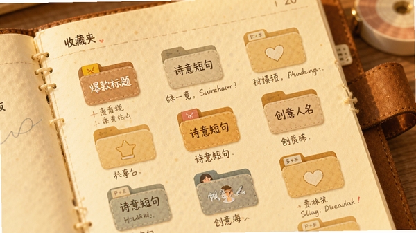չʾ���APP���ղؼ�ҳ�棬������ű���ذڷ��š�������⡱����ʫ��̾䡱���������������ȶ���ļ���ͼ�꣬�������ůɫ���ļ��±�����Ӿ�����ܰ����������