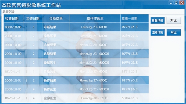 ������ǻ��Ӱ��ϵͳ����վ�Ĳ��������б����棬������չʾ���л�����Ϣ������������ڡ���Ͻ��������ҽ�����Ҳ��в鿴����ͶԱȰ�ť������Ϊҽ��������ɫ