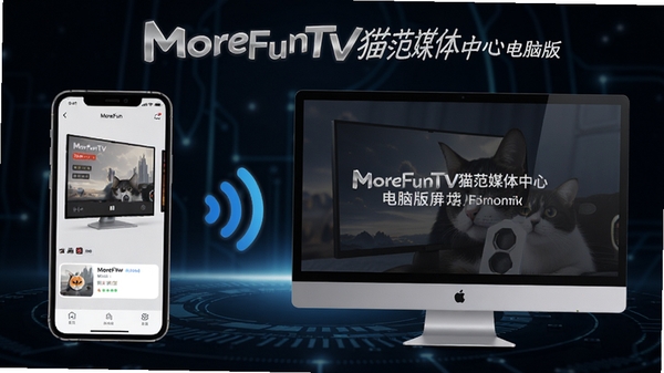 һ��չʾMoreFunTVè��ý�����ĵ��԰�Ͷ�����ܵ�ʾ��ͼ���������Ϊ�ֻ����棬�Ҳ�Ϊ������Ļ���м��������ź�����ͼ�꣬����Ϊ��ɫ�Ƽ��з��ͻ���������ơ�