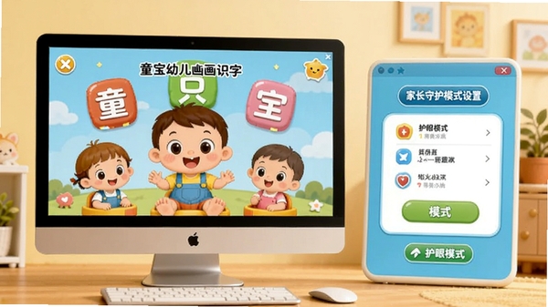 ͯ���׶�����ʶ���ڵ��������еĽ��棬�Ա��мҳ��ػ�ģʽ���ý��棬ɫ����ܰ���л���ģʽ��ʾ���ʺ϶�ͯѧϰ����