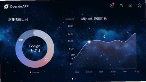 ����APP��˯�߼������ͼ�����棬չʾ��˯ǳ˯������˯��ʱ�����ߣ�����Ϊ����ɫ�ǿ�