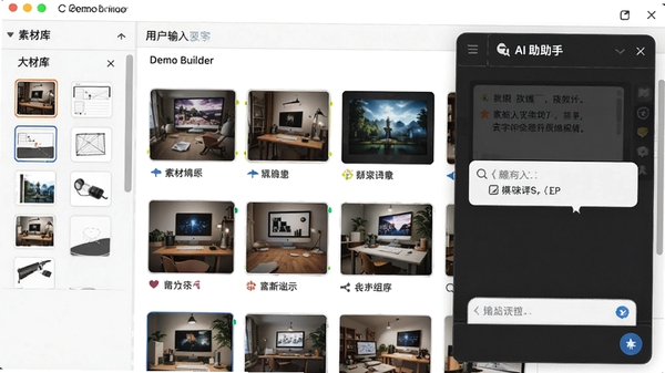 demo builder �زĿ�����AI���ֶԻ����û������������ɳ������ز�������ͼ����չʾ