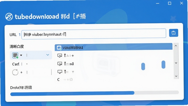 tubedownload�����������ͼ��չʾ��Ƶ�����������̣�����URL�����������ѡ���б������ؽ��������������ִ�����ɫ����ɫ�����߷ֱ��ʣ�ͻ����������tubedownload