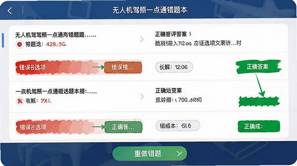 ���˻�����һ��ͨ���Ȿ���棬�б���ʾ������Ŀ���������ɫ��Ǵ���ѡ���ɫ��ʾ��ȷ�𰸣��ײ��С��������⡱��ť��������ˬ��������Ⱦ