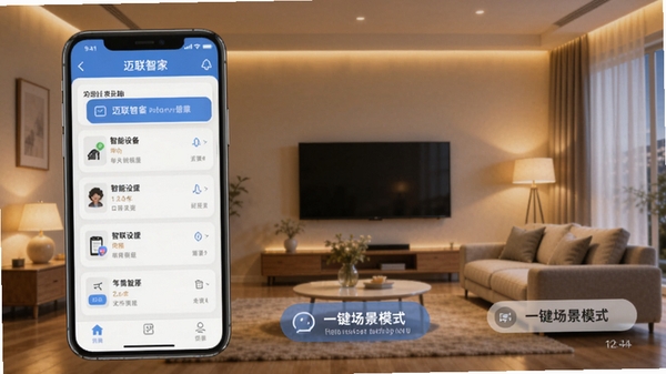 �����Ǽ�APP�����ͼ��չʾ�����豸�б���һ������ģʽ��ť������Ϊ�ִ���Լ������ůɫ���ƹ⣬��������������ͻ�����ܻ������ݹ������⡣