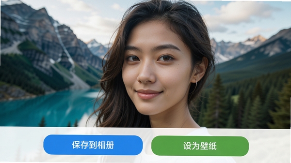 ͷ���ͼƬԤ����ͼҳ�棬�ײ��С����浽��ᡱ�͡���Ϊ��ֽ��������ť��ͼƬչʾһ�Ÿ���羰ͷ�񣬽������������ť��ɫ��Ŀ