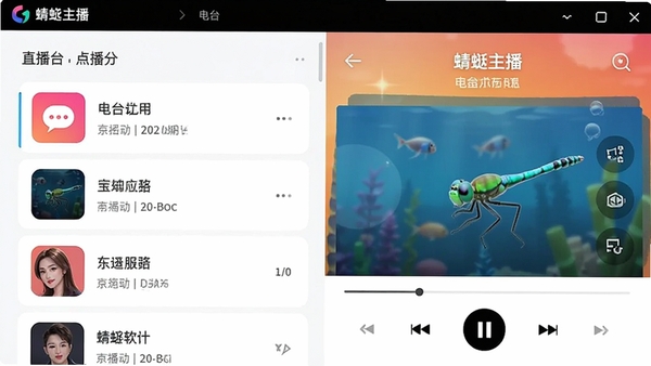 �����������������ͼ��չʾ��̨�б��벥��ҳ�棬����ִ���࣬ɫ��������ͻ��ֱ����㲥���ࡣ