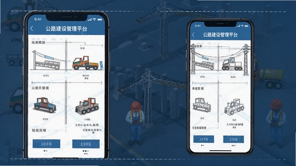 公路建设管理平台手机端界面示意图