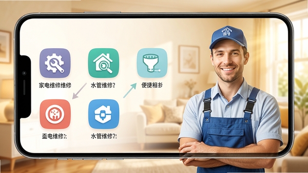 һ��չʾʦ������APP�������ͼƬ�������ҵ�ά�ޡ�ˮ��ά�޵�ͼ�꣬������ů������ͻ��רҵ����