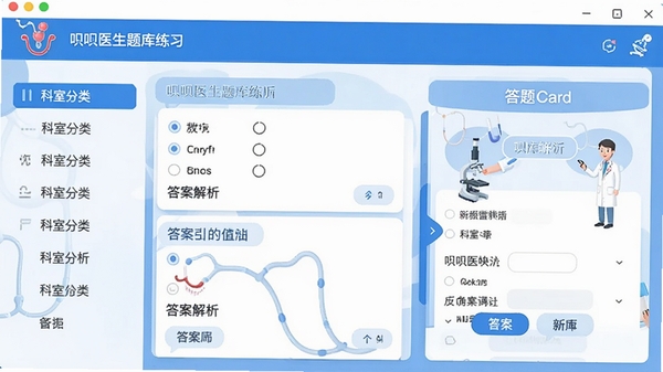 ����ҽ�������ϰ���棬��ʾѡ����ʹ𰸽���������п��ҷ��ർ�����Ҳ�Ϊ���⿨�����������ˬ��������ɫ��ҽѧ���廭