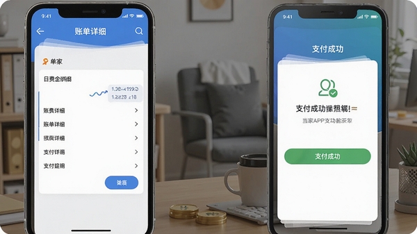 ����APP�ɷѹ��ܲ������̣�չʾ�˵���ϸ��֧���ɹ�����