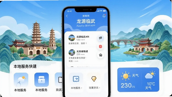 һ�������ֻ���Ļչʾ��Դ����APP���棬�����������س��еر꽨����ɽˮ�ںϵĲ廭������Ӿ�������������ʾ������Ѷ�б������ط�������ں��������������ɫ��������Ϊ��������ִ���࣬UI���ע����Ϣ�㼶