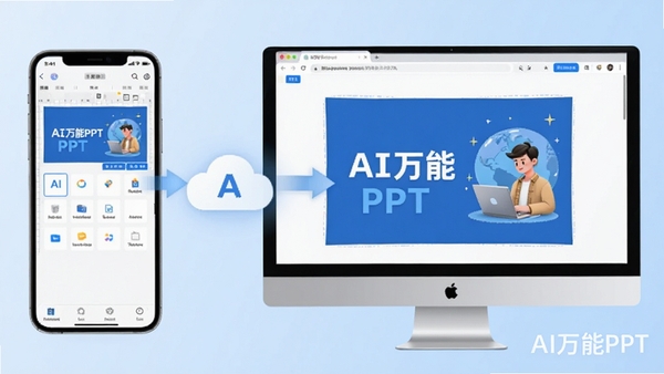 AI����PPT�ֻ�������Զ�ͬ������ʾ��ͼ���������Ϊ�ֻ�������ʾ�༭���棬�Ҳ�Ϊ���������������ʾͬһ��PPT���м����ƶ�ͼ�ͷʾ������ͬ��������Ϊǳ�����䣬ͻ�����豸�޷��л��ı���ԣ�����AI����PPT��ˮӡ��