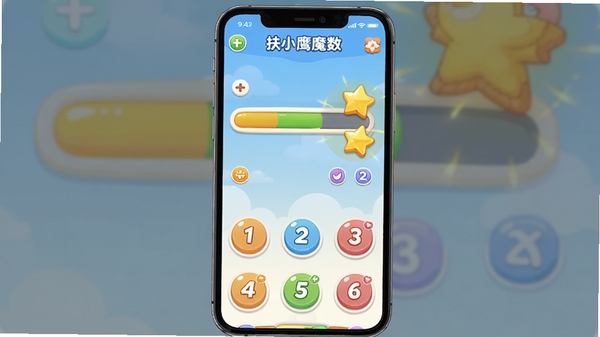 �����ֻ������ͼ���չʾ����Сӥħ����APP�ڵ�һ�꼶�Ӽ������ػ��棬�����пɰ��Ŀ�ͨ����������ɫ���ǽ����������·���Բ�ε�����ѡ��ť������UIɫ�����޵���ͣ�ǿ���������Ӿ������ͼ����������ơ�