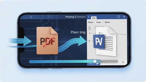 һ�Ŷ�̬GIF���ʾ��ͼ��չʾPolying 2�������ֻ��Ͽ��ٽ�PDF�ļ�ת��ΪWord�ĵ��Ĺ��̣������������������ͽ��ȶ���������Ϊ�Ƽ�����͹�Ը�Ч��
