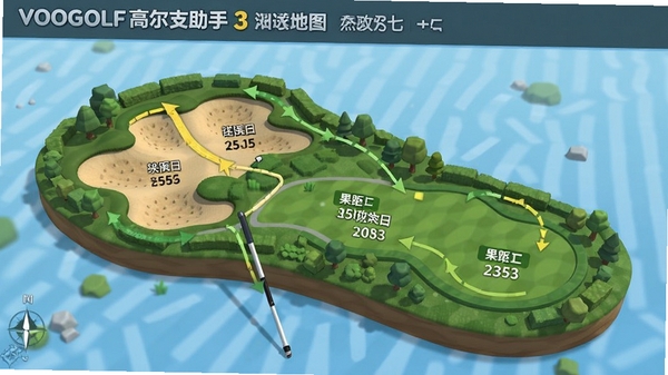 VOOGOLF�߶�������3D�򳡵�ͼ����עɳ���������룬��ʾ�������·��