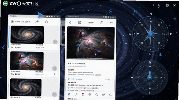 ZWO��������app������Ŀ�����棬չʾ��ϵ�����Ƶ��б�������ҳ������Ϊ��ת�ǿգ����м�ͷָ�����������̣��ƻò廭���