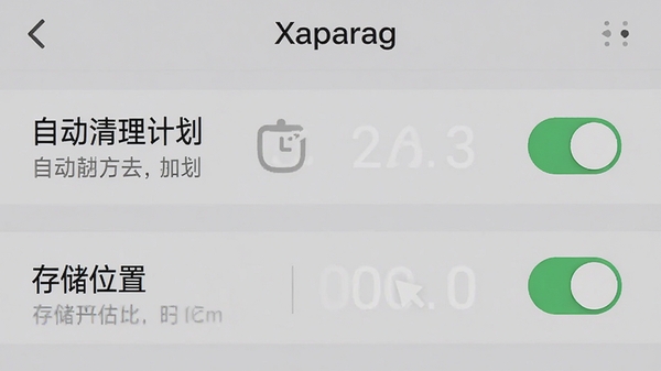 Xaparag�ֻ������ý����ͼ��չʾ���Զ������ƻ����͡��洢λ�á�ѡ�ģ��������״̬������Ϊǳ��ɫUI���棬����չʾ���ܿ��ذ�ť