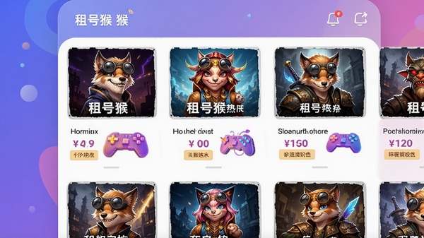 һ��չʾ��ź�APP���棬��������������Ϸ�˺ŷ���ͼ۸��ǩ���������ִ���࣬ɫ�������UI���ͼ