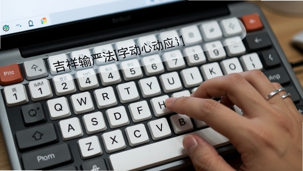 吉祥输入法快速响应打字动图,展示手指在键盘上快速敲击,文字流畅输出,无任何卡顿现象。