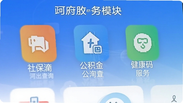 河南发布app政务服务模块,展示社保查询、公积金、健康码等服务图标