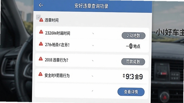 ���ó�������Υ�²�ѯ���ܽ��棬չʾһ��С������Υ�¼�¼�б���ÿ����Ŀ��ʾʱ�䡢�ص㡢Υ����Ϊ�ͷ����������к�ɫ���ѱ�Ǻ͡��鿴���顱��ť����Ʒ��������࣬ͻ������׼ȷ�ԡ�
