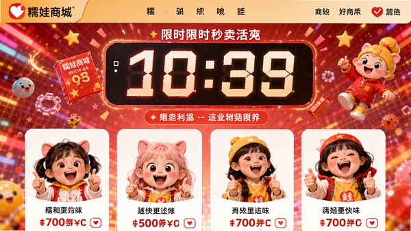 Ŵ���̳ǵ���ʱ��ɱ�ҳ�棬���е���ʱԪ�أ���Ʒ�۸���Ŀ����Χ���Ҵ���