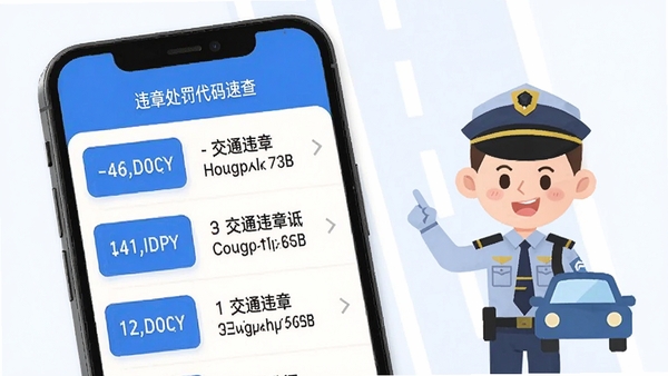 һ�������ֻ���ĻչʾΥ�´��������ٲ�APP���棬����Ϊ��Լ��ƽ�������ɫ�����ף��������г�������ͨΥ�´��뼰��Ӧ����˵�����Ա����н�����ͨ���������ͼ�꣬�����������������Ϲ�����Ӧ������ͼ���