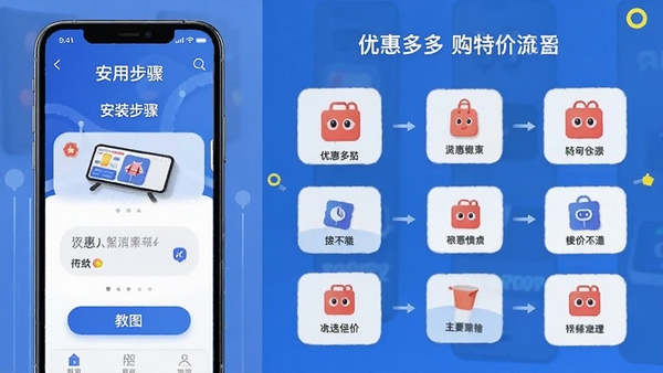 �Żݶ�๺�ؼ�APPʹ�ý̳�ʾ��ͼ��չʾ��װ�������Ҫ���ܲ�������