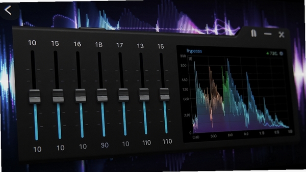 HyperSound���������ڽ�����д��չʾ10��EQ�����붯̬Ƶ��ͼ������Ϊ�ſ�������Ч