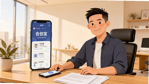 �ϴ���ʹ�ó����廭��һλ��ҵ�����ڰ칫��ǰ�����ϰڷ��ֻ����ļ����ֻ���Ļ��ʾ�ϴ��������棬����Ϊ�ִ���Լ�칫�ң�ɫ����ů�����������������