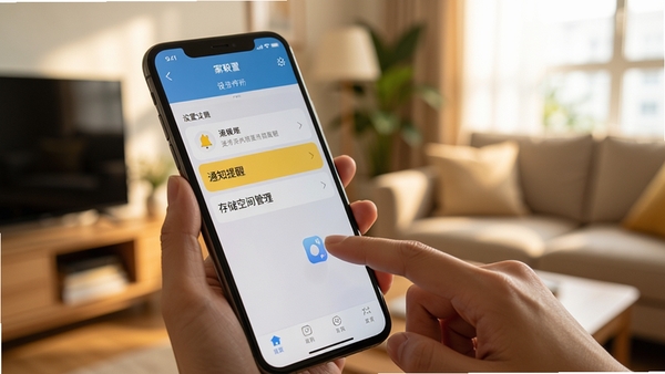 �ֻ���ͼչʾ�ҳ�����APP������ҳ�棬������ʾ��֪ͨ���ѡ��͡��洢�ռ����������ѡ�һ���û�����ָ�������Ļ����������ܰ�����ڻ�����������Ȼ��ǿ���������ù��ܵ���Ҫ�ԡ�
