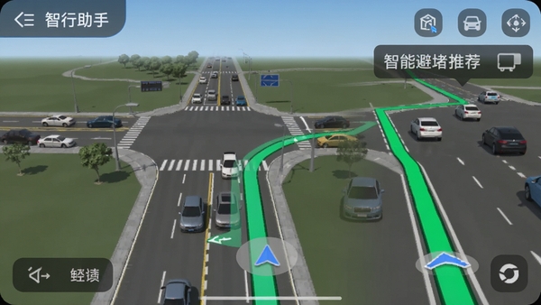 �������ֵ������棬չʾ3Dʵ��·�ڷŴ�ͼ�����ܱܶ�·���Ƽ�����ɫ��ͨ·�߸�����ʾ
