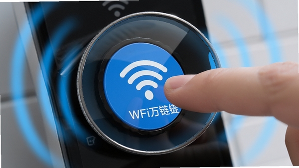 ��ָ���WiFi����Կ��һ�����Ӱ�ť�ķŴ�Ч��ͼ����Χ���źŲ�����ɢ