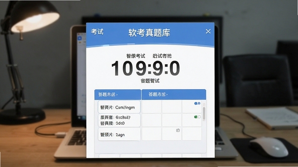 软考真题库app模拟考试页面,显示考试倒计时与答题卡,营造真实考试氛围