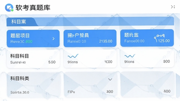 软考真题库app题库分类页面,展示各科目列表与题目数量统计,界面清晰直观