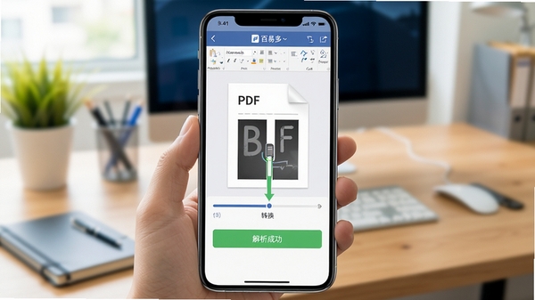 չʾ�ֻ����׶��������棬���ڲ�����һ��PDF�ļ���קת��ΪWord�ĵ���������ʾת���������͡������ɹ�������ʾ���������黯�İ칫���棬ɫ������������ǿ���ļ���ʽת���ı����ԡ�