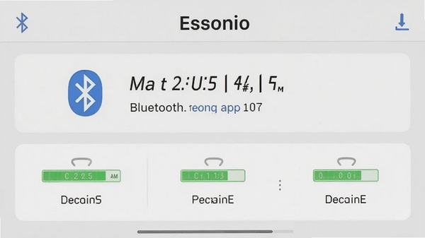 Essonio����App�����ͼ���չʾ����Ļ�ϵ���������״̬�����ֵ�����ʾ��UI��Ƹɾ�����������Ϊǳ��ɫ��ͻ���豸��Ϣ��