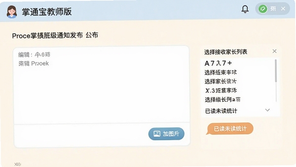 ��ͨ����ʦ��༶֪ͨ�������棬��ʾ�༭������ͼƬ��ť��ѡ����ռҳ��б�������Ϊǳɫϵ�������Ѻã������Ѷ�δ��ͳ�Ʊ�ǩ��