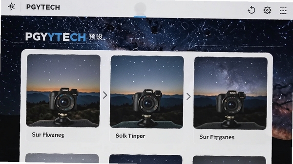PGYTECH����Ԥ��ѡ��ҳ�棬չʾ��ͬ������Ƭ������Ϊҹ���ǿ�
