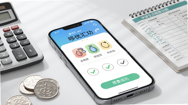 һ��չʾ���Ż�APP����ɷѹ��ܵĳ���ͼ��������һ���ֻ�����ʾ�ɷѳɹ�ҳ�棬��������ˮ��ȼ���Ĳ�ɫͼ��ͶԹ����Ա��м��������˱��ͼ�öӲ�ң������Ӱ������ͻ����ݡ�ʡ�ġ�͸�����Ӿ����ܣ�������ҵ��Ʒ��Ⱦ��񣬻���ɾ����ʸ�