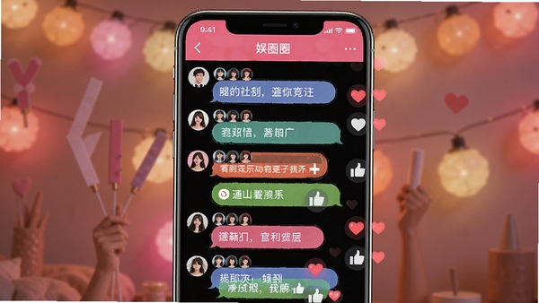 һ����ȦAPP�ķ�˿Ȧ��������棬��Ļ����ʾ������˿�Ĳ�ɫ�������ۣ������а��ĺ͵��޶�������������ܰ�ķ�˿ӦԮɫ�ƹ⣬Ӫ��������Ծ��������Χ��