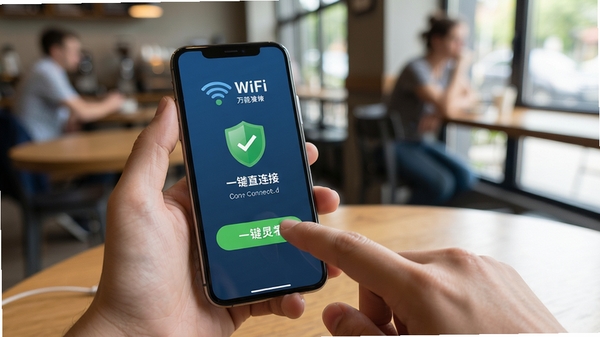 ����WiFiһ��ֱ���������ֻ������е�ʵ�ĳ������û����ڵ��һ�����Ӱ�ť��������ʾ���ӳɹ������а�ȫ����ͼ�꣬����Ϊ���ȹݻ�������������дʵ��������Ȼ