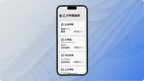 �Ҳż�Ƹ�����Ƽ�ҳ�棬�ֻ�������չʾ���ְλ��Ƭ��������ҵ���ơ�н������룬����Ϊǳ��ɫ����ɫ����