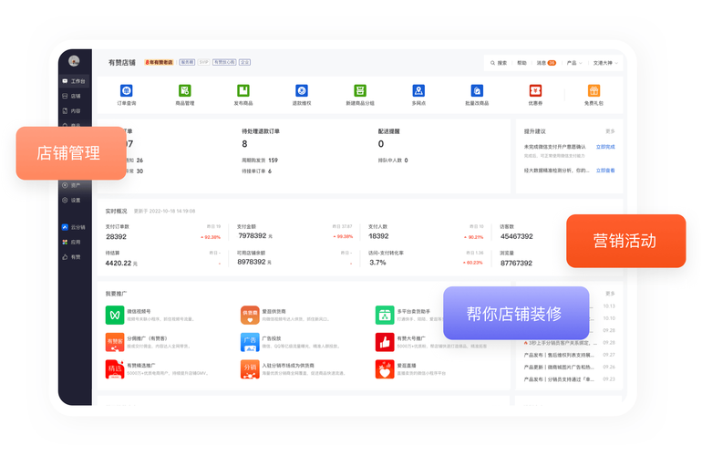 有赞美业-开店经营好帮手界面功能展示