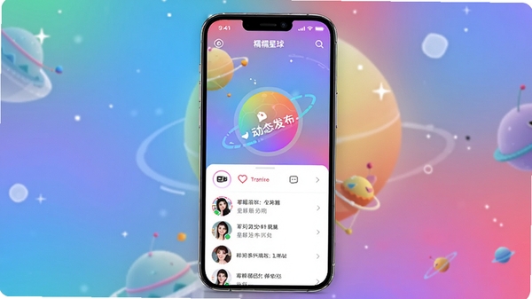 Ŵ����APP�����ͼ��չʾ���������罻�ռ䣬��ʽ��䱳����������̬������ť���û�ͷ���б���������»��ã�UI�ִ���Լ�������ֻ�չʾ