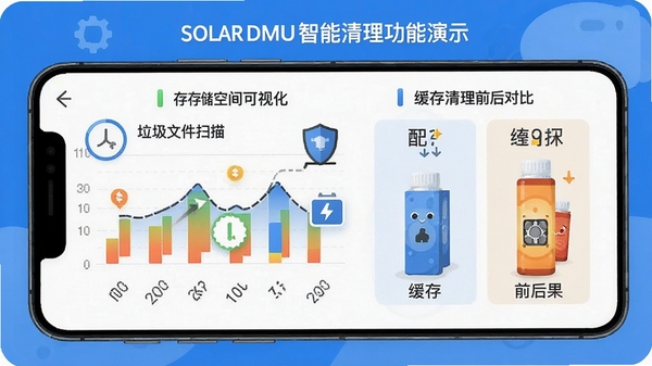 ��ͼ��ʾ�ʣ�Solar DMU��������������ʾ���ֻ��洢�ռ���ӻ�ͼ���������ļ�ɨ�趯������������ǰ��Ա�Ч������ƽ��UI������ƣ�������ɫ����